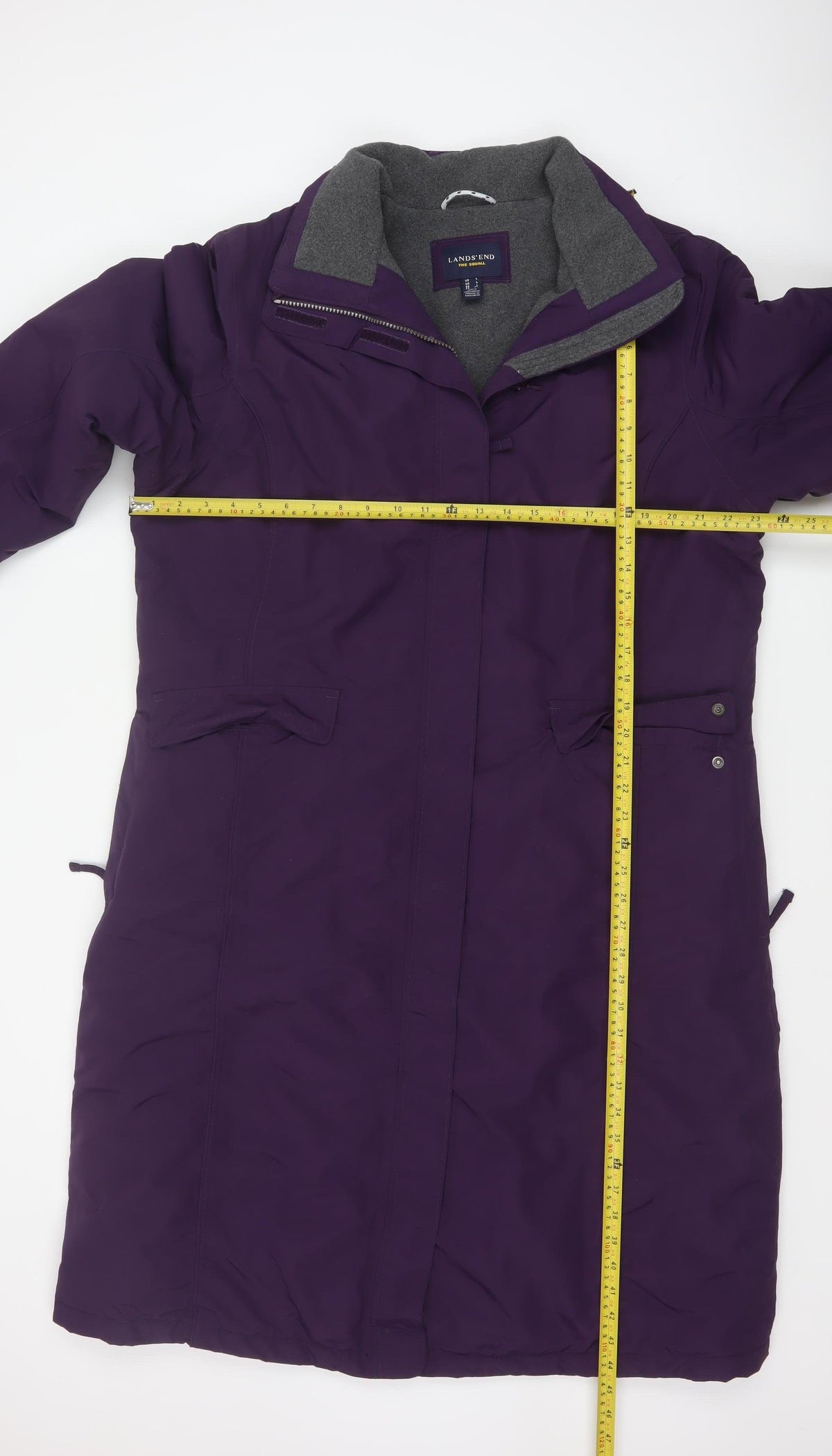 Lands' End Women’s Purple L Squall Long Waterproof Hooded Parka Coat