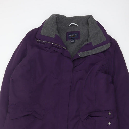 Lands' End Women’s Purple L Squall Long Waterproof Hooded Parka Coat