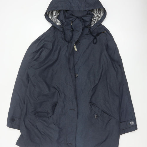Seasalt Women’s Blue Size 16 Hooded Waterproof Rain Coat Nautical