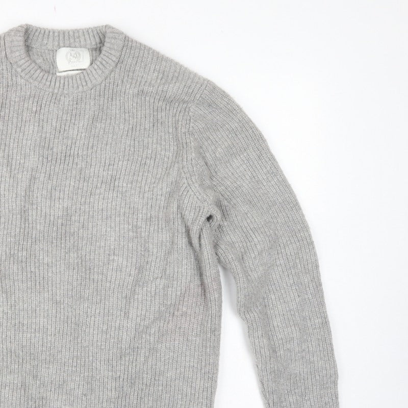 M&S Men Grey Large Wool Rich Chunky Knit Crew Neck Pullover Jumper