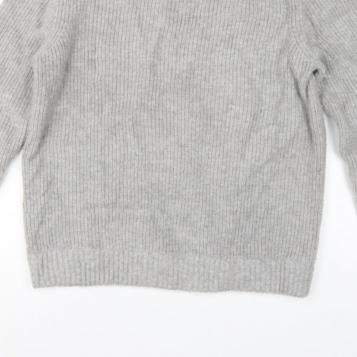 M&S Men Grey Large Wool Rich Chunky Knit Crew Neck Pullover Jumper
