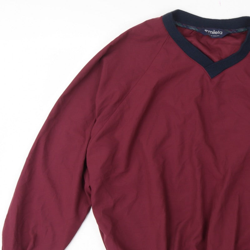 Mileta Men’s Red XL V-Neck Pullover Sweatshirt Made in England