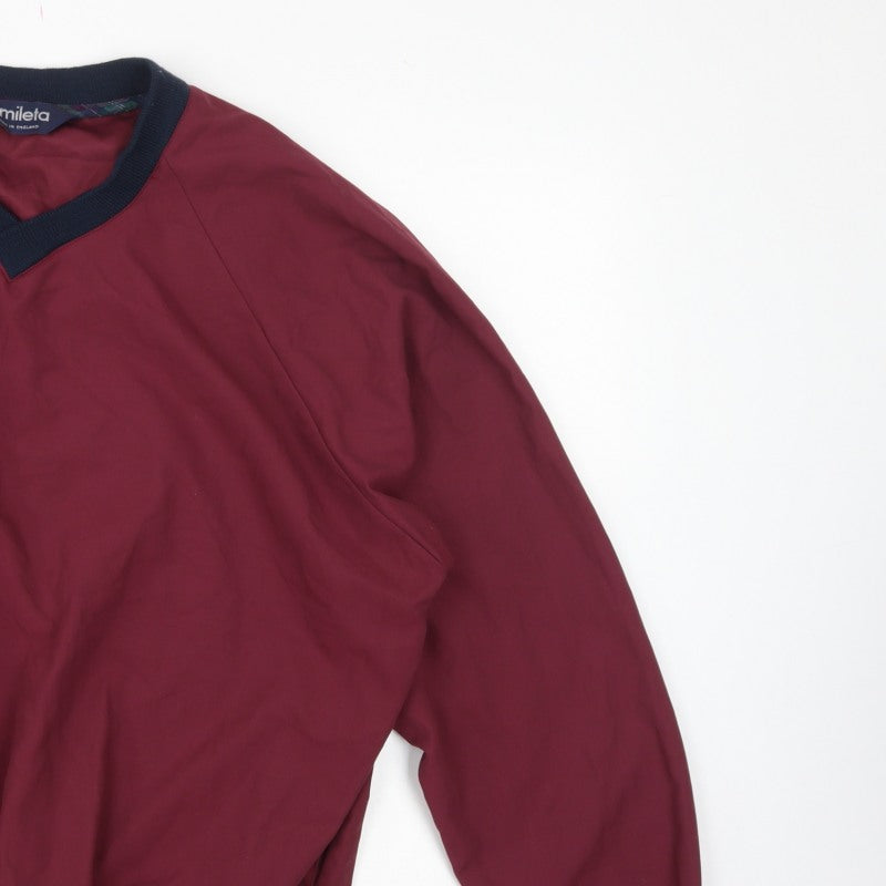 Mileta Men’s Red XL V-Neck Pullover Sweatshirt Made in England