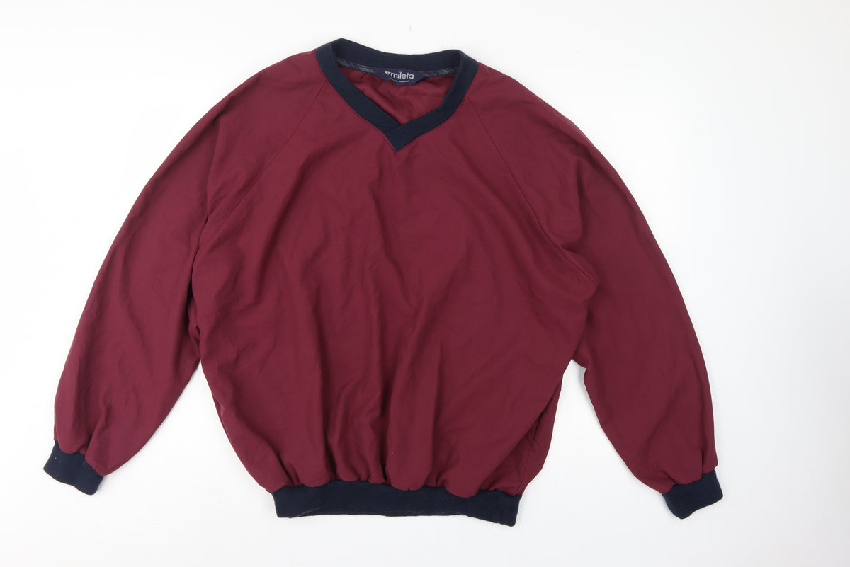 Mileta Men’s Red XL V-Neck Pullover Sweatshirt Made in England