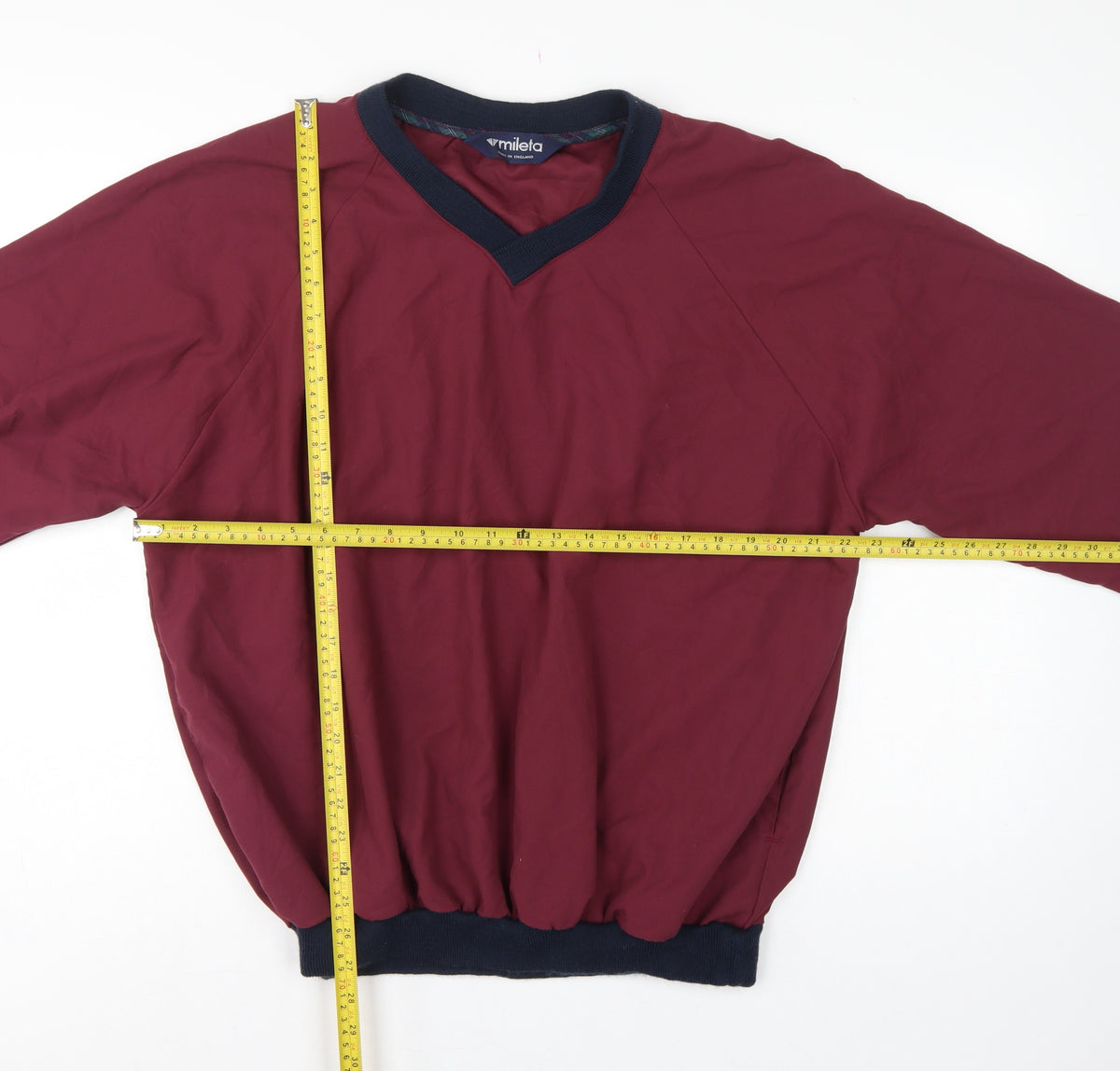 Mileta Men’s Red XL V-Neck Pullover Sweatshirt Made in England