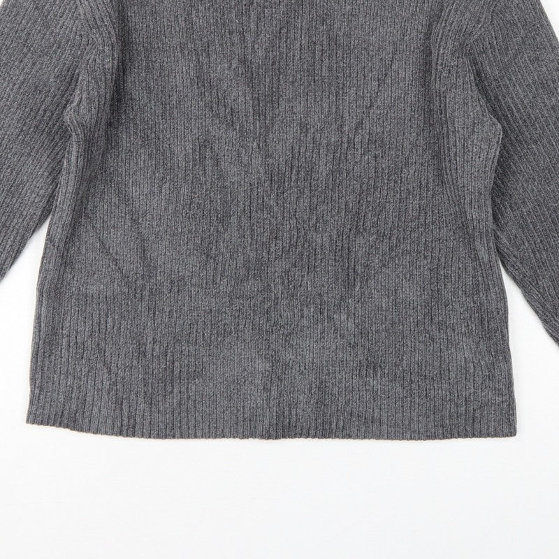 Marks & Spencer Women’s Grey M Rib Knit Crew Neck Jumper Long Sleeve
