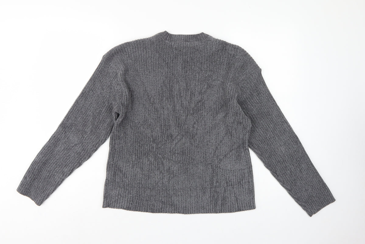 Marks & Spencer Women’s Grey M Rib Knit Crew Neck Jumper Long Sleeve