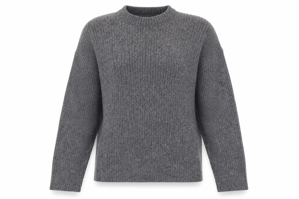 Marks & Spencer Women’s Grey M Rib Knit Crew Neck Jumper Long Sleeve