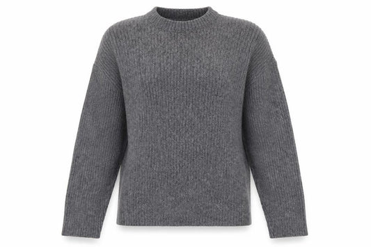 Marks & Spencer Women’s Grey M Rib Knit Crew Neck Jumper Long Sleeve