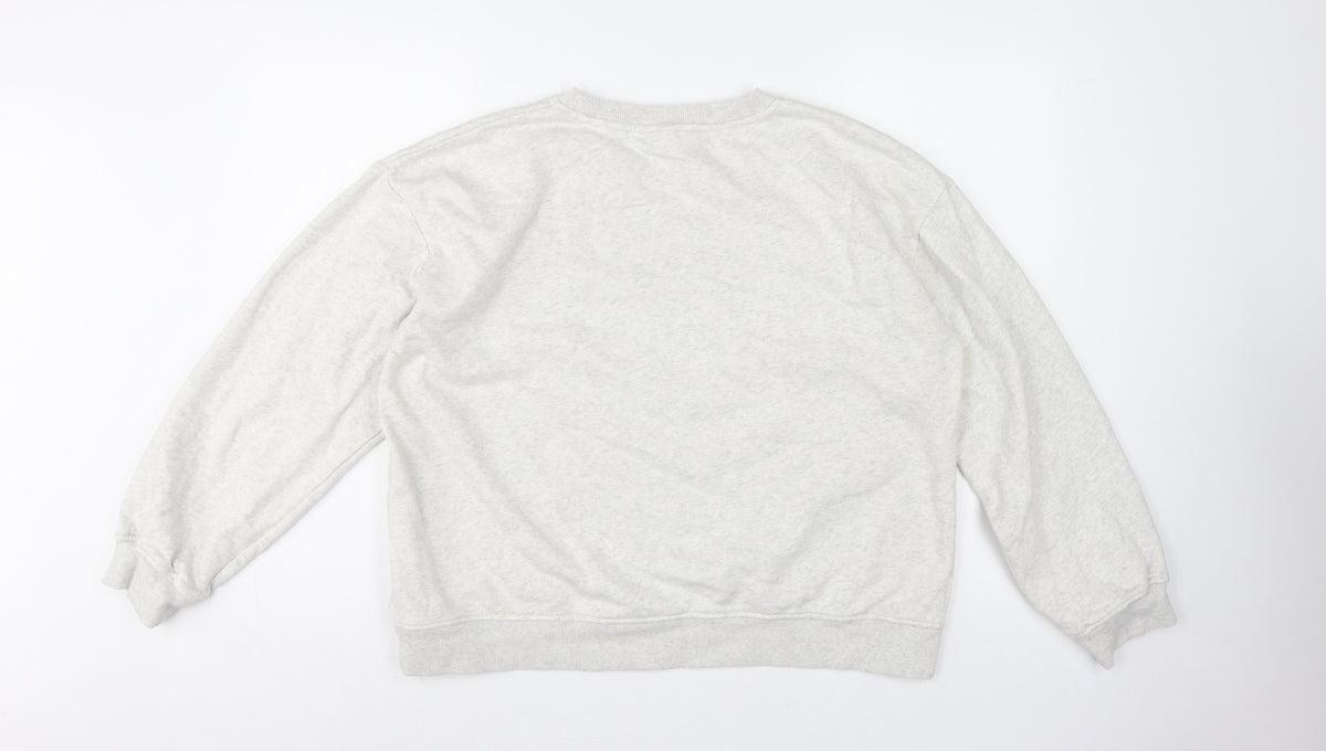 H&M Women Grey L Venice Graphic Print Crew Neck Sweatshirt
