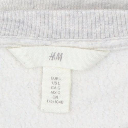 H&M Women Grey L Venice Graphic Print Crew Neck Sweatshirt