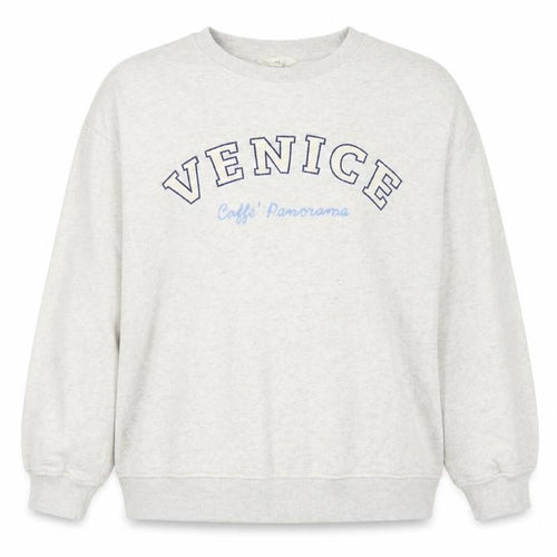 H&M Women Grey L Venice Graphic Print Crew Neck Sweatshirt