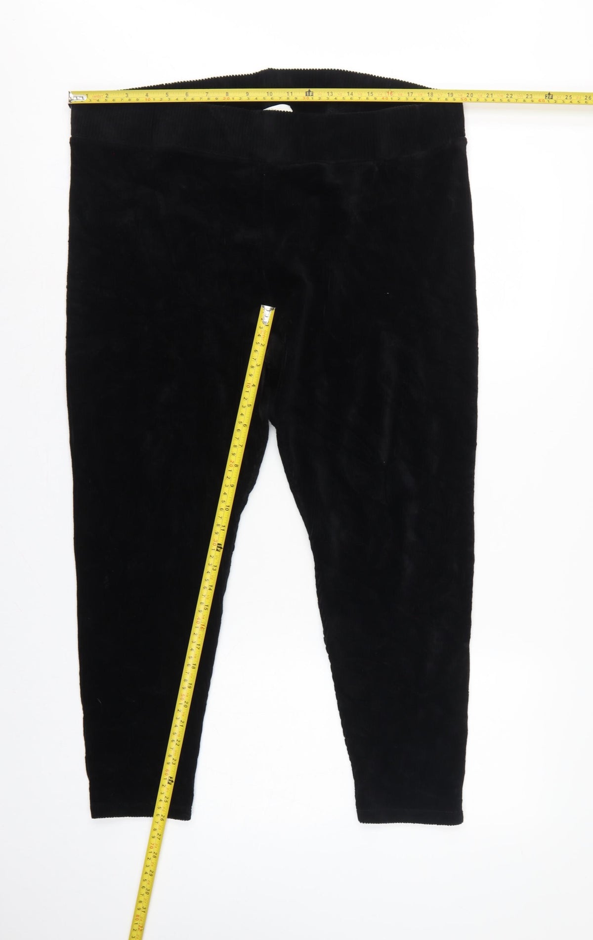 Marks and Spencer Women Black UK 22 Regular Velour Stretch Leggings