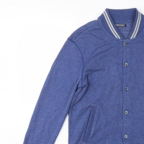 Tommy Hilfiger Men’s Blue S Button Cardigan Sweatshirt Striped Trim