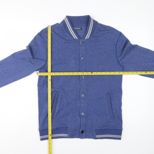 Tommy Hilfiger Men’s Blue S Button Cardigan Sweatshirt Striped Trim