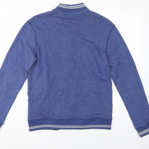 Tommy Hilfiger Men’s Blue S Button Cardigan Sweatshirt Striped Trim