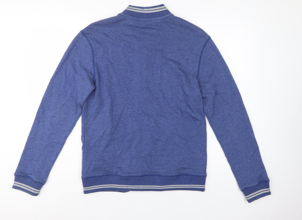 Tommy Hilfiger Men’s Blue S Button Cardigan Sweatshirt Striped Trim