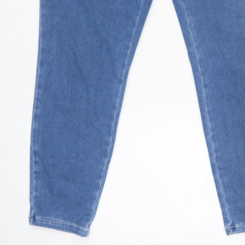 Tu Women Blue Petite UK 16 Tapered Stretch High Rise Jeans