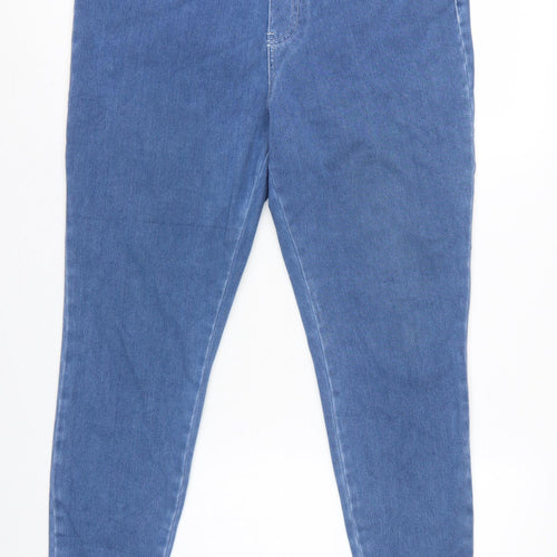 Tu Women Blue Petite UK 16 Tapered Stretch High Rise Jeans