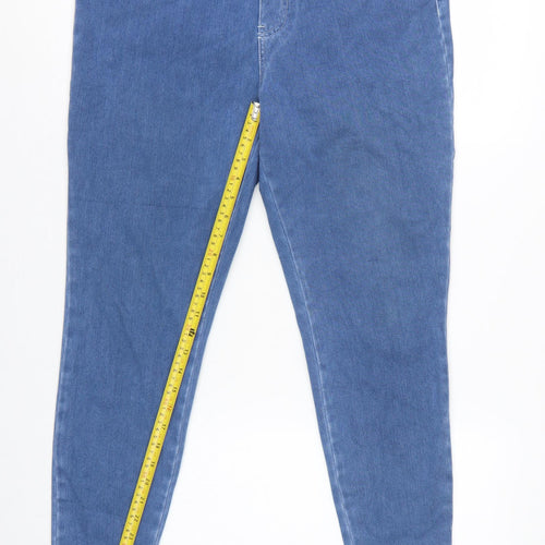 Tu Women Blue Petite UK 16 Tapered Stretch High Rise Jeans