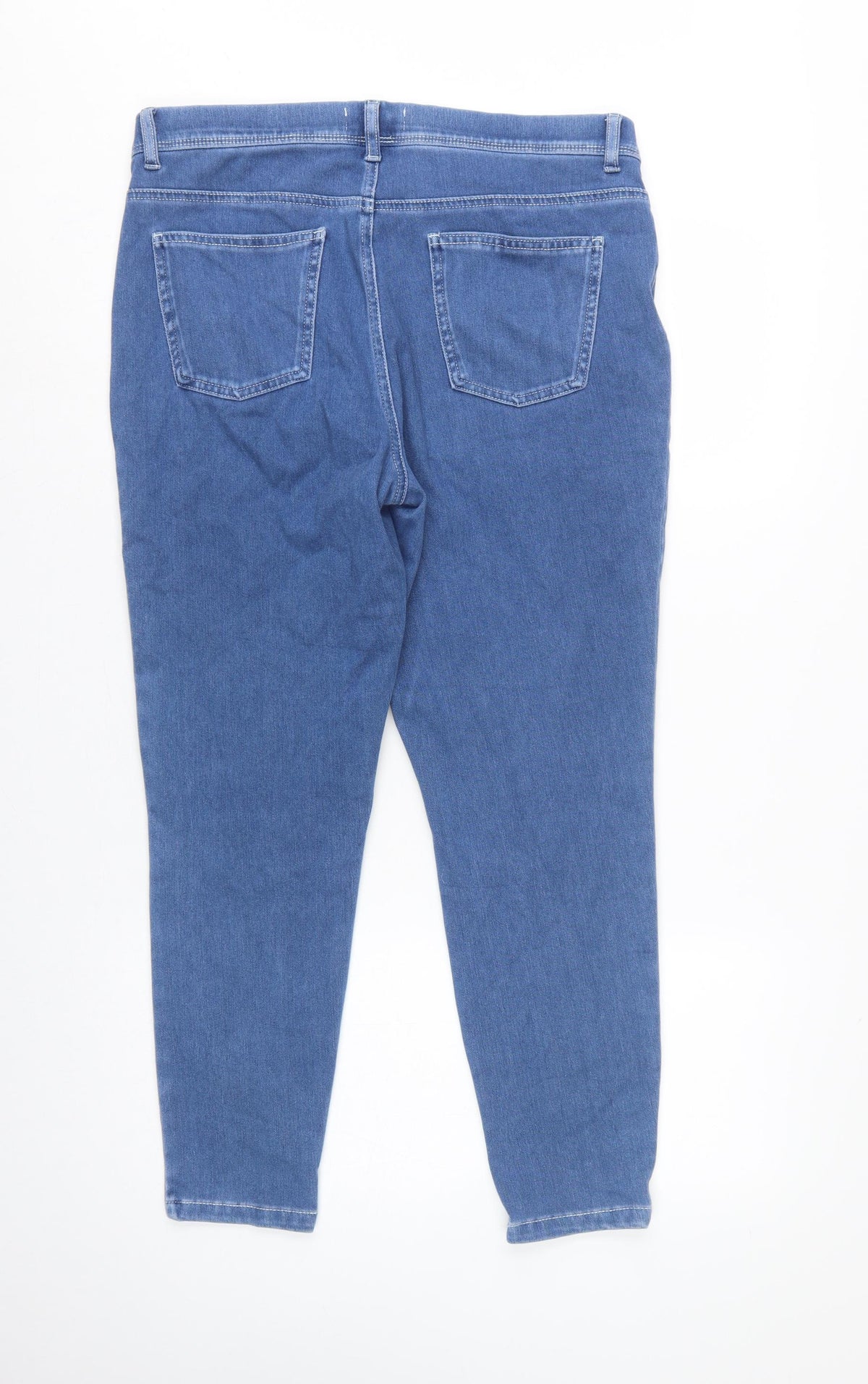 Tu Women Blue Petite UK 16 Tapered Stretch High Rise Jeans
