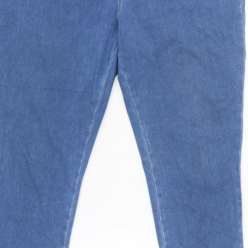 Tu Women Blue Petite UK 16 Tapered Stretch High Rise Jeans