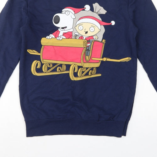 Family Guy Teens Blue S Christmas Brian Stewie Graphic Pullover Sweatshirt