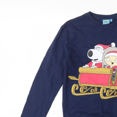 Family Guy Teens Blue S Christmas Brian Stewie Graphic Pullover Sweatshirt