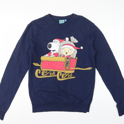 Family Guy Teens Blue S Christmas Brian Stewie Graphic Pullover Sweatshirt