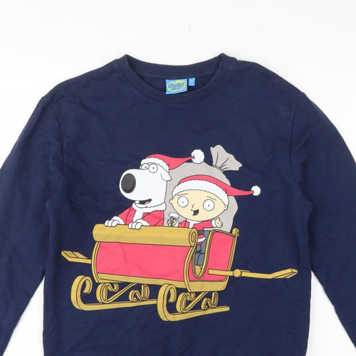 Family Guy Teens Blue S Christmas Brian Stewie Graphic Pullover Sweatshirt