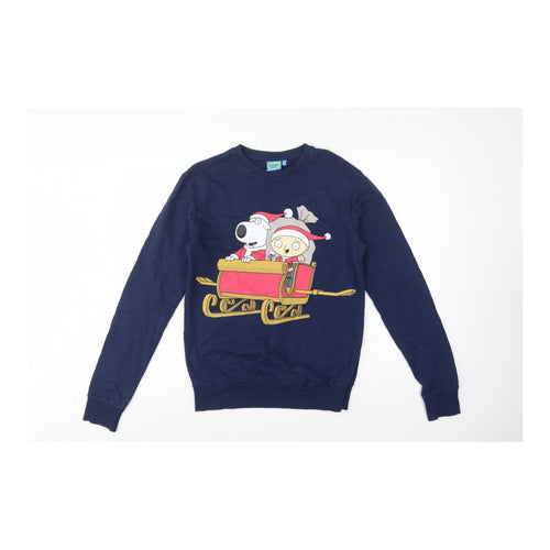 Family Guy Teens Blue S Christmas Brian Stewie Graphic Pullover Sweatshirt
