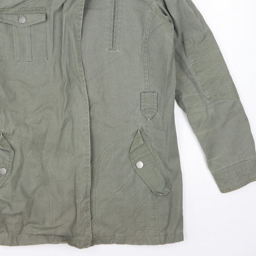 Next Women Green UK 14 Military Jacket Cotton Lined Padded