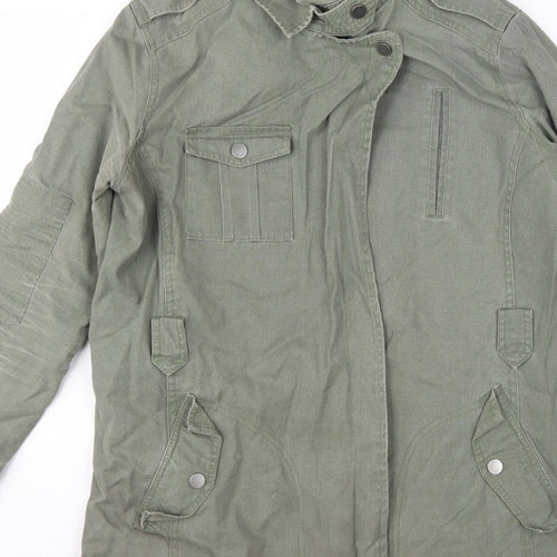 Next Women Green UK 14 Military Jacket Cotton Lined Padded