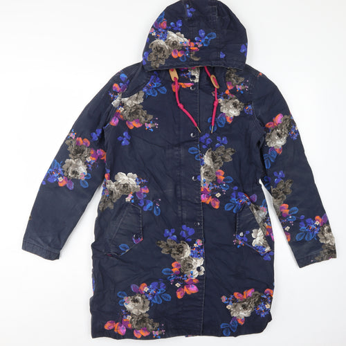 Joules Women’s Blue Floral UK 10 Right As Rain Waterproof Hooded Coat