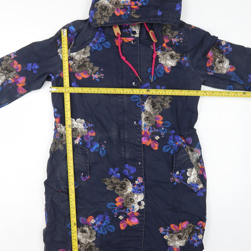 Joules Women’s Blue Floral UK 10 Right As Rain Waterproof Hooded Coat