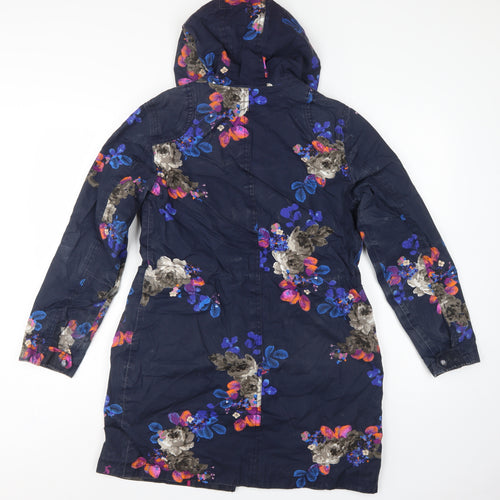 Joules Women’s Blue Floral UK 10 Right As Rain Waterproof Hooded Coat
