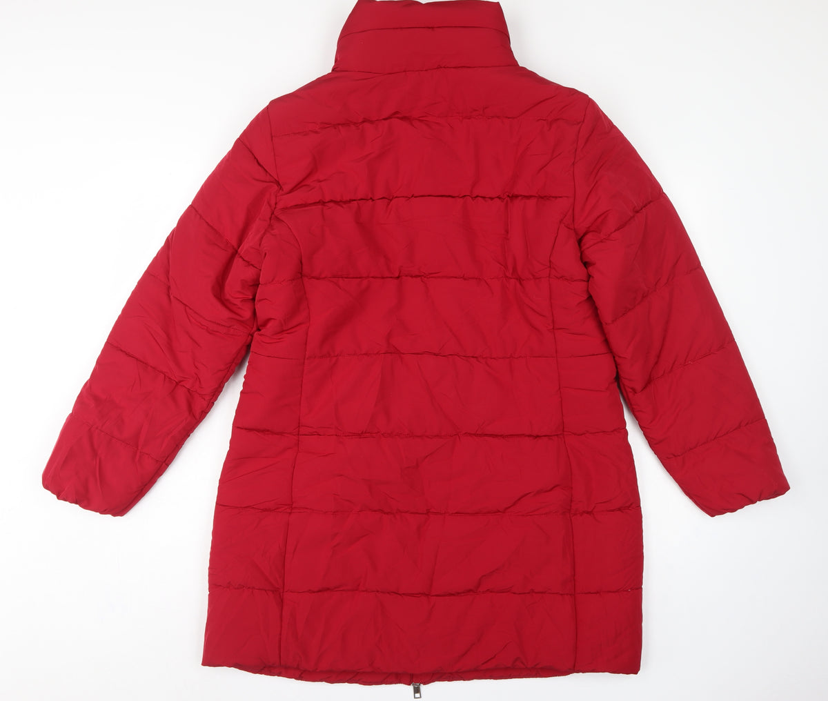 M&S Women’s Red UK 14 Long Quilted Puffer Coat Zip