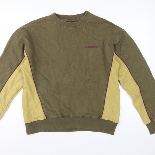 Iets Frans Mens Green Yellow Logo Colourblock Sweatshirt Size S Pullover