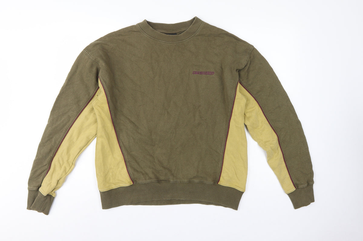 Iets Frans Mens Green Yellow Logo Colourblock Sweatshirt Size S Pullover