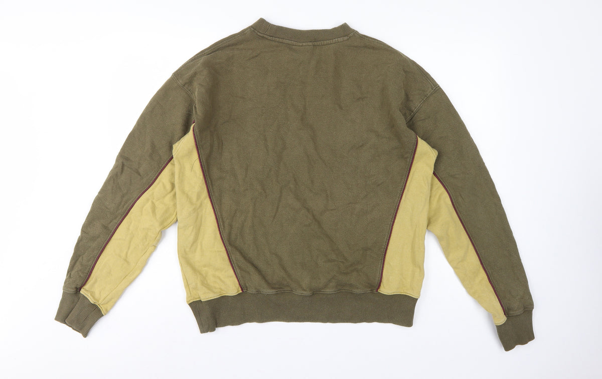 Iets Frans Mens Green Yellow Logo Colourblock Sweatshirt Size S Pullover