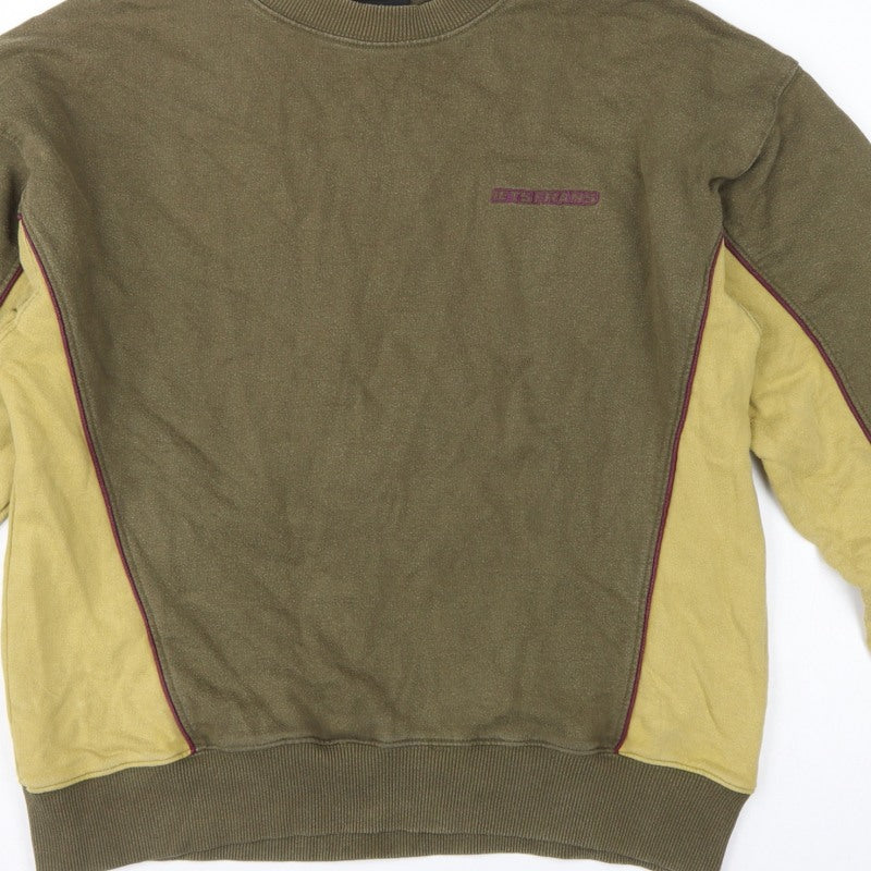 Iets Frans Mens Green Yellow Logo Colourblock Sweatshirt Size S Pullover
