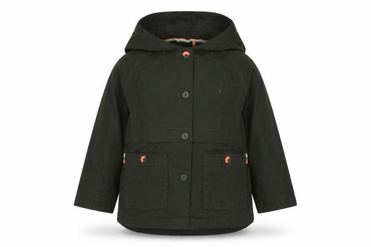 Joules Girls Black 8 Years Hooded Parka Jacket Cotton Blend Lined