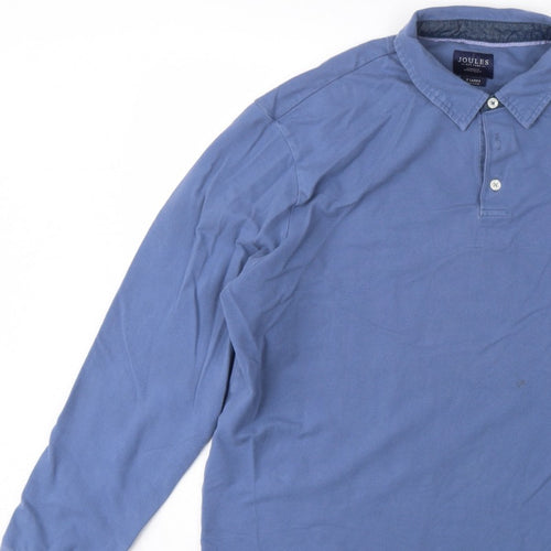 Joules Men Blue XL Collared Henley Sweatshirt Embroidered Logo