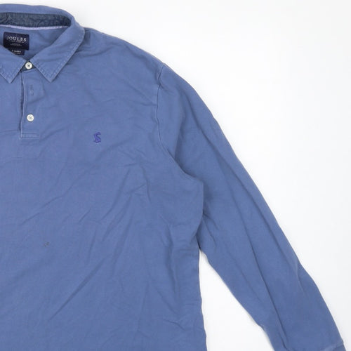 Joules Men Blue XL Collared Henley Sweatshirt Embroidered Logo