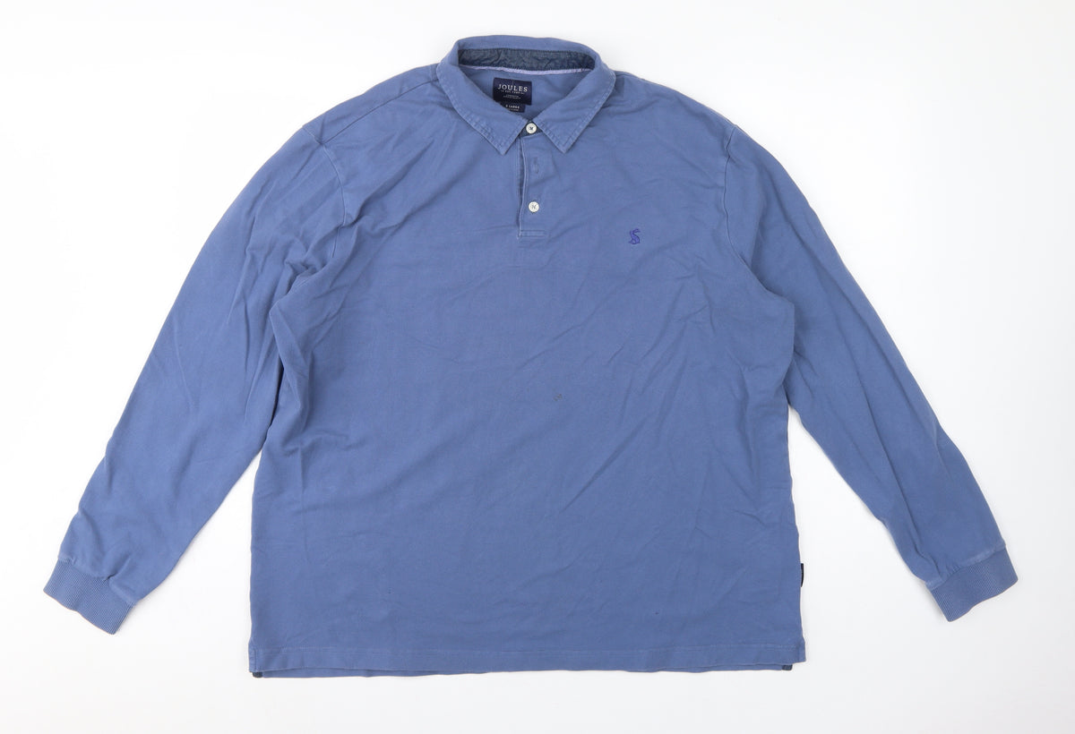 Joules Men Blue XL Collared Henley Sweatshirt Embroidered Logo