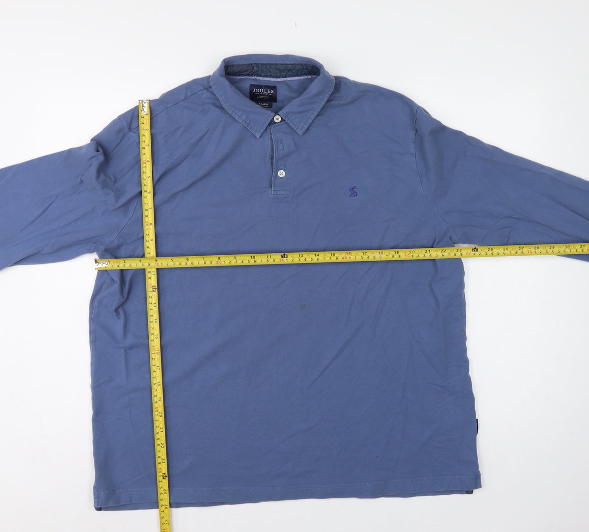 Joules Men Blue XL Collared Henley Sweatshirt Embroidered Logo
