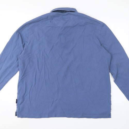 Joules Men Blue XL Collared Henley Sweatshirt Embroidered Logo