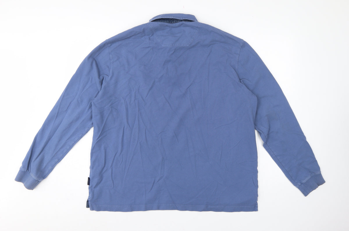 Joules Men Blue XL Collared Henley Sweatshirt Embroidered Logo