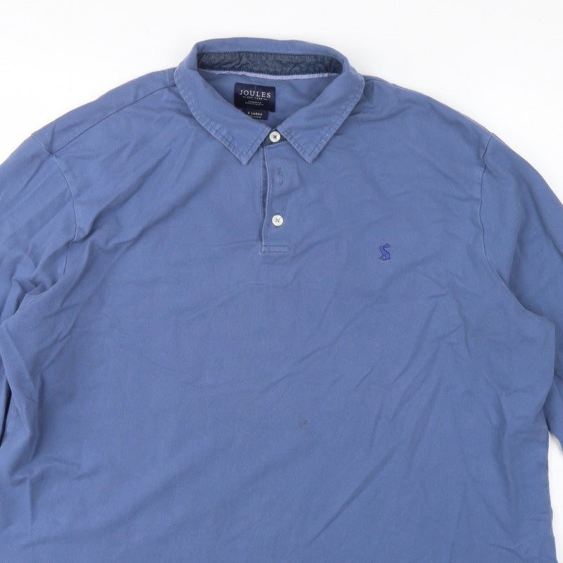 Joules Men Blue XL Collared Henley Sweatshirt Embroidered Logo