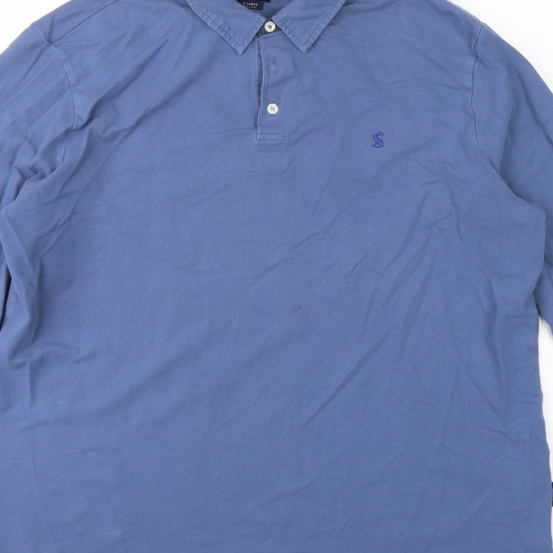 Joules Men Blue XL Collared Henley Sweatshirt Embroidered Logo